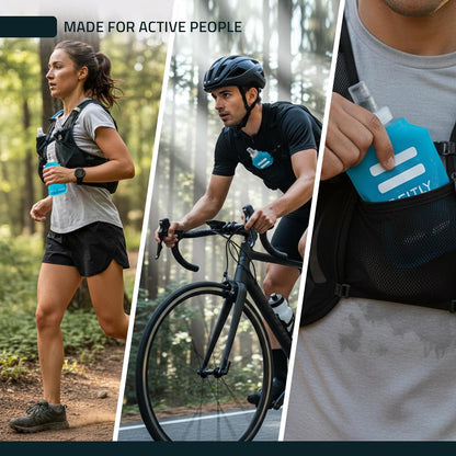 FITLY Soft Flask - Shrink As You Drink Soft Water Bottle for Hydration Pack - Folding Water Bottle Ideal for Running, Hiking, Cycling, Climbing & Rigorous Activity