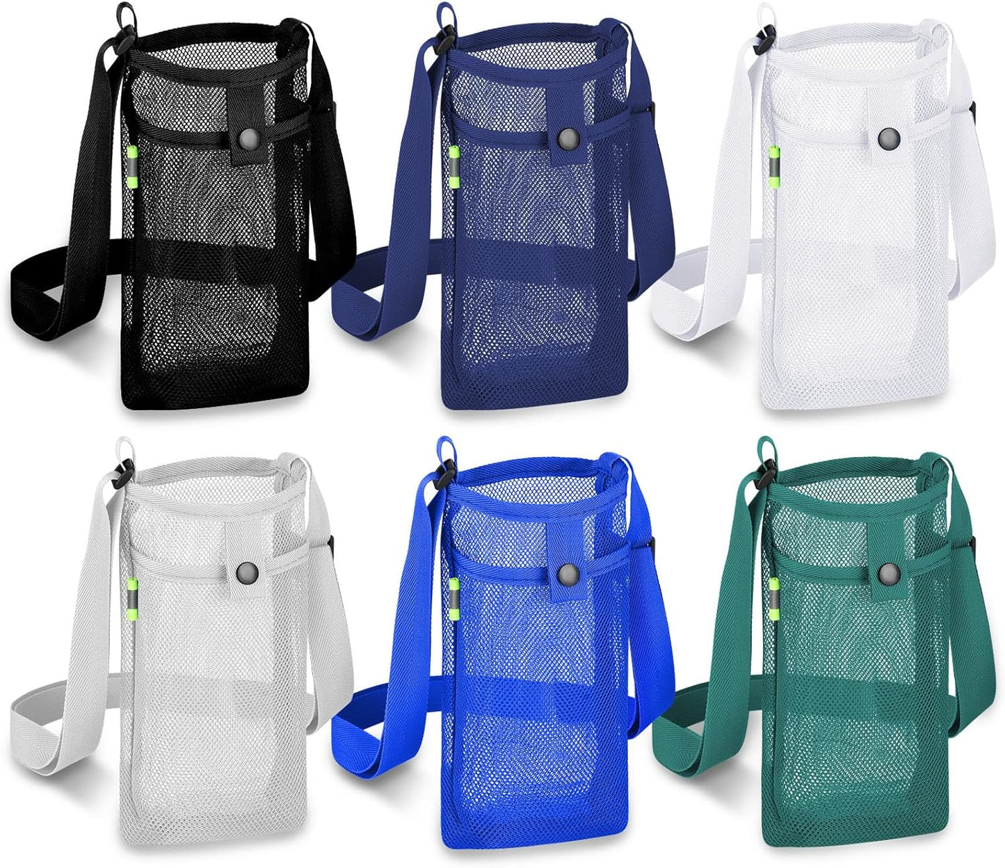 3Pcs Water Bottle Holder with Strap, Mesh Water Bottle Bag Carrier with Adjustable Shoulder for Walking and Travelling