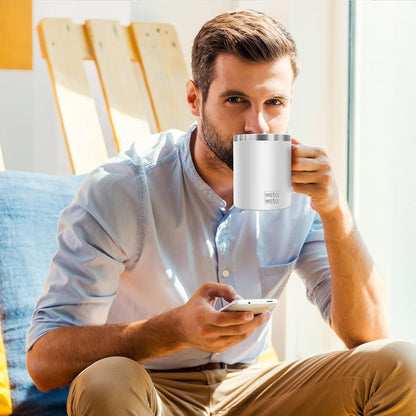 WETOWETO 14 oz Coffee Mug, Vacuum Insulated Camping Mug with Lid, Double Wall Stainless Steel Travel Tumbler Cup, Thermal Coffee Mug, Powder Coated Navy Blue