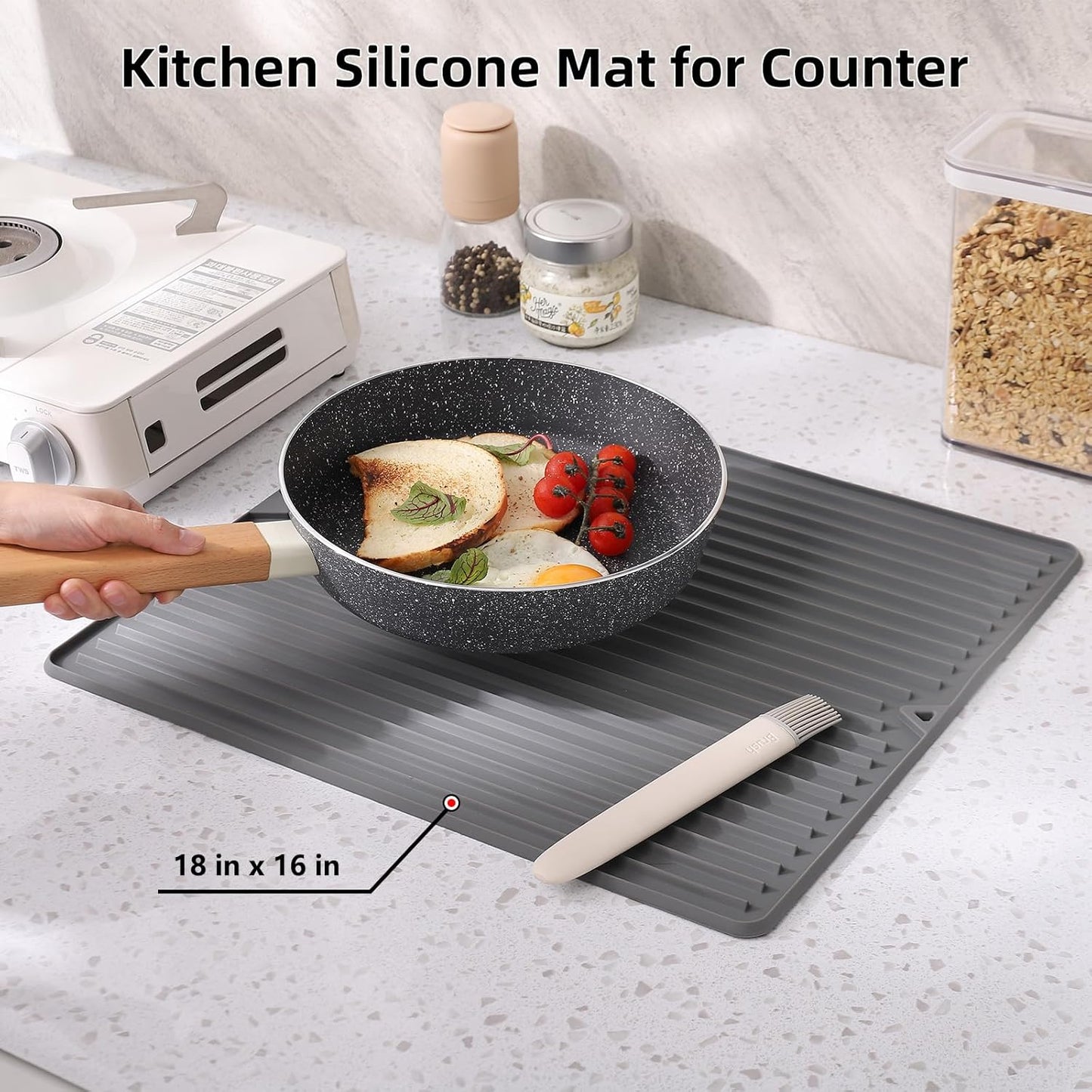 Dish Drying Mat, Mini Silicone Drying Mat for Kitchen Counter, Heat Resistant Silicone Mat for Countertop Protector, Super Thick Non-Slip Dish Drying Pad for Coffee Cup/Bottle/Glassware