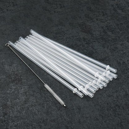 ALINK 12-Pack Reusable Clear Plastic Straws, 10.5 in x 0.3 in Replacement Tumbler Straws, BPA-Free Dishwasher-Safe Hard Straws with Brush for Stanley, YETI, Starbucks, Owala, Mason Jars 16–32 oz Cups