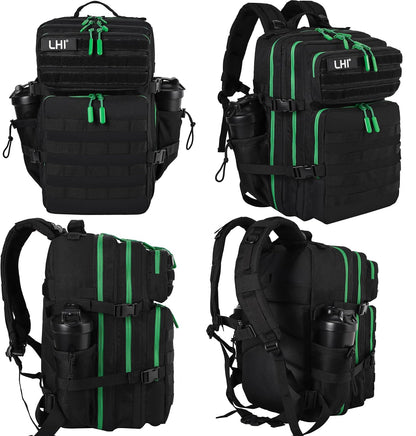 LHI Military Tactical Backpack for Men and Women 45L Army 3 Days Assault Pack Bag Large Rucksack with Molle System - Black - Colors B