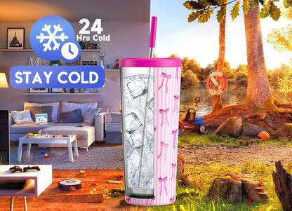 Meoky 24 oz Insulated Tumbler with Lid and Straw, Stainless Steel Vacuum Insulated Tumbler, Keeps Cold for 24 Hours, 100% Leak Proof, Fits in Car Cup Holder (Night)