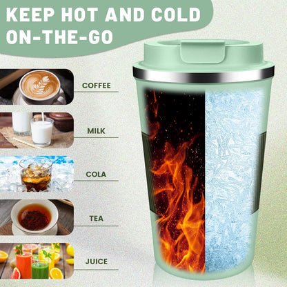 DUBUXW Insulated Coffee Tumblers with Flip Lid 12oz / 17oz, Stainless Steel Travel Coffee Mug Leak Proof, Vacuum Insulated Coffee Mug Reusable Cup, Keeps Cold and Hot for Coffee Tea