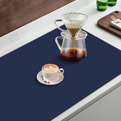 WISELIFE Coffee Mat Super Absorbent Dish Drying Mat Coffee Bar Accessories Match with Machine Large Drying Mats for Kitchen Counter 12" W x 19" L, Black