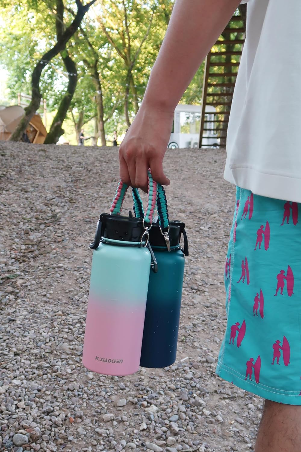 KXIAOCHEN Insulated Water Bottle With Strap, Cold For 48 Hrs Leak Proof, Triple Wall Stainless Steel Sports Water Bottle With Straw And Spout Lid For Gym Hiking Travel