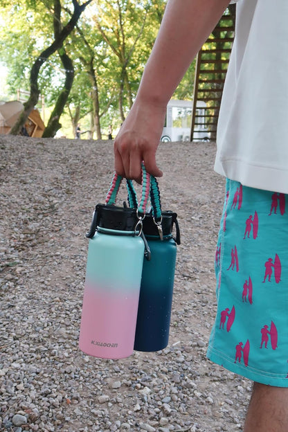 KXIAOCHEN Insulated Water Bottle With Strap, Cold For 48 Hrs Leak Proof, Triple Wall Stainless Steel Sports Water Bottle With Straw And Spout Lid For Gym Hiking Travel