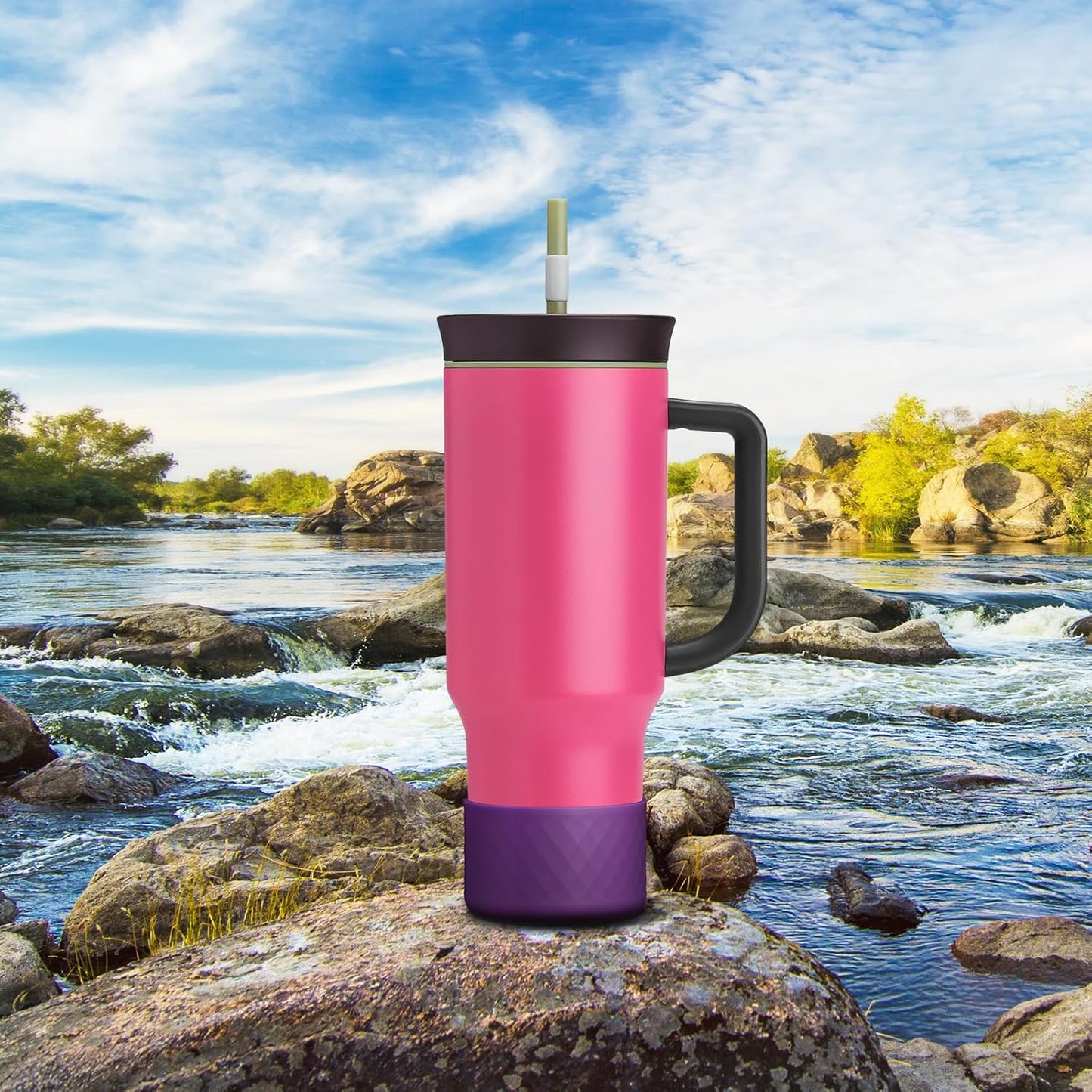 Silicone Boot for Owala 40 oz Tumbler with Handle, Anti-Slip Protective Sleeve for Stainless Steel Triple Layer Insulated Travel Tumbler Accessories