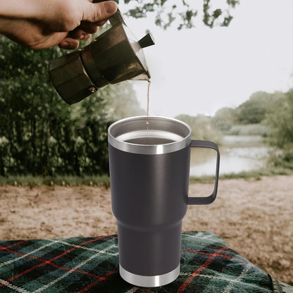 20 oz Tumbler with Handle and Lid, Stainless Steel Tumbler Insulated Travel Coffee Mug, Spill Proof Double Wall Vacuum Tumbler Cup Keep Drink Hot & Cold,White, 1 Pack