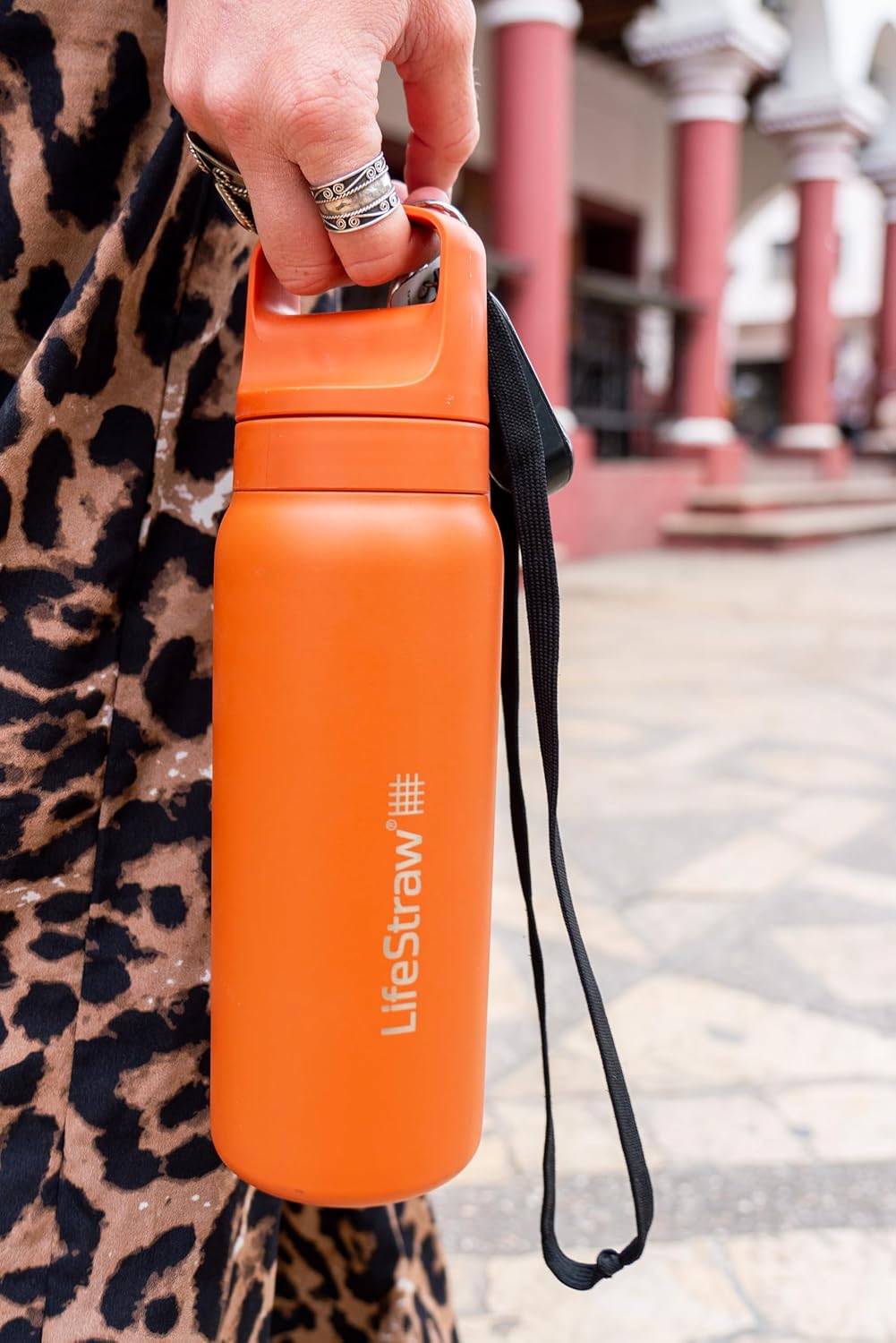 LifeStraw Go Series — Insulated Stainless Steel Water Filter Bottle for Travel and Everyday Use Removes Bacteria, Parasites and Microplastics, Improves Taste, 1L Aegan Sea
