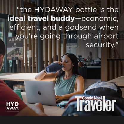 HYDAWAY 25oz Collapsible Travel Water Bottle - BPA-Free, Leakproof, Lightweight, Space-Saving - Perfect for Hiking, Travel, and All-Day Hydration
