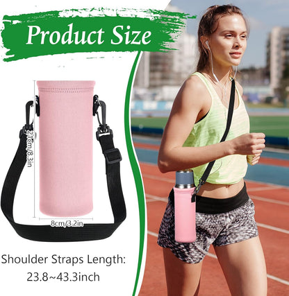 Patelai 12 Pack Water Bottle Carrier Bag 25 oz Insulated Neoprene Sling Holder Case Pouch Cover with Adjustable Shoulder Strap Portable Water Bottle Coolie for Kids Adults Walking Hiking