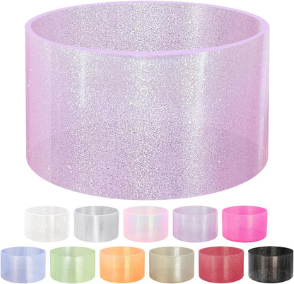 Jelly Luster Glitter Silicone Transparent Boot for Stanley 20-40oz, Compatible with Hydro Flask or Other Water Bottle Tumbler, 2.85-3.0 inch Protective Anti-Slip Bottom Sleeve Cover