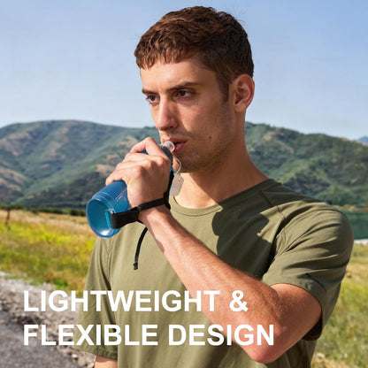 N NEVO RHINO Handheld Running Water Bottle, TPU Soft Flask with Adjustable Strap, Lightweight Collapsible Water Bottle for Jogging Hiking Walking Marathon