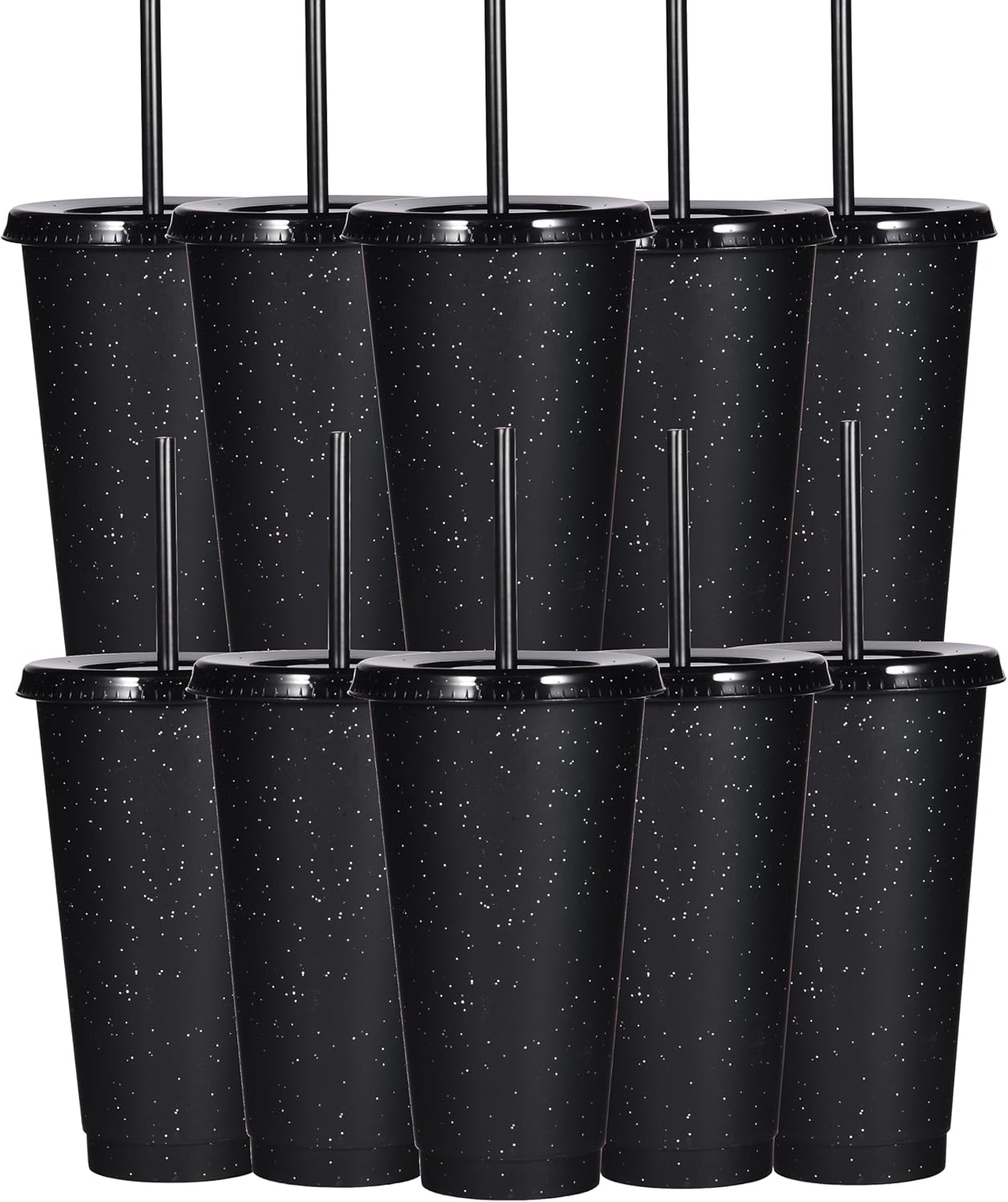 Suertestarry Tumbler with Straw and Lid,Water Bottle Iced Coffee Travel Mug Cup,Reusable Plastic Cups,Perfect for Parties,Birthdays,24oz-5 Pack (Rainbow, 5pack)