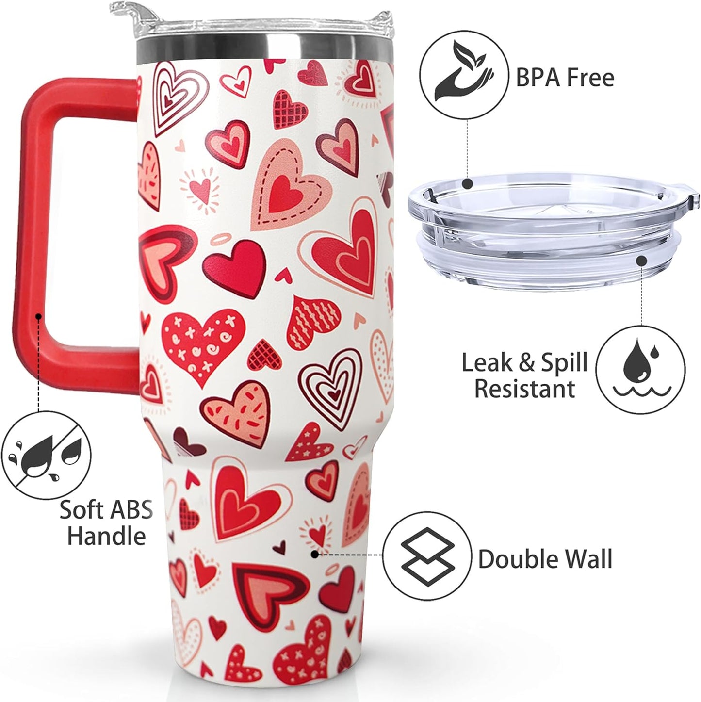 Ceovfoi 40 oz Pickleball Coffee Mug Vacuum Insulated Travel Tumbler with Handle, Lid & Straw - Perfect Pickleball Gifts for Players, Coaches, Lovers | Pickleball Accessories