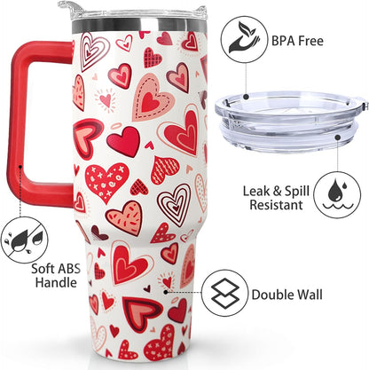 Ceovfoi 40 oz Pickleball Coffee Mug Vacuum Insulated Travel Tumbler with Handle, Lid & Straw - Perfect Pickleball Gifts for Players, Coaches, Lovers | Pickleball Accessories