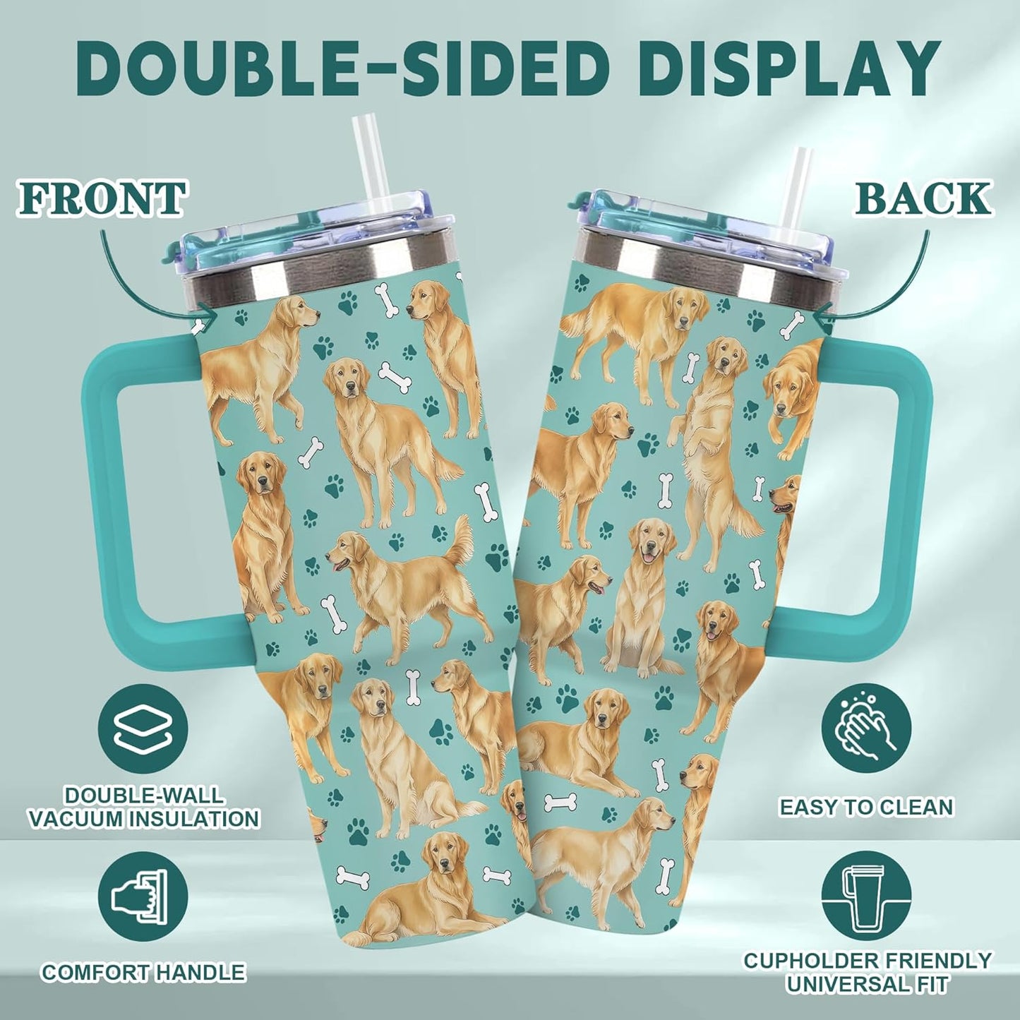 Beagle Gifts for Women Men, 40oz Stainless Steel Insulated Tumbler Travel Cup Mug, Funny and Unique Beagle Gifts for Dog Lover - Colors A