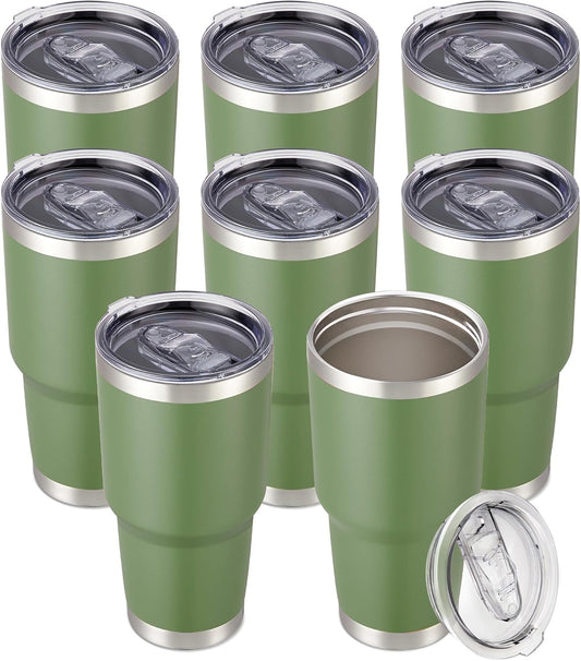 30 oz Tumbler with Lid Stainless Steel Tumblers Vacuum Insulated Cup Reusable Powder Coated Travel Mug Double Wall Leak Proof Portable Cups Keep Cold Drinks for 12 Hours, Stainless, 1 Pack