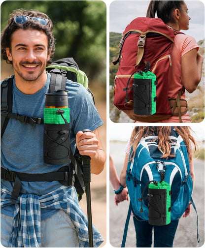 Large Water Bottle Holder Pouch Bag, Backpack Water Bottle Holder Mesh Bag Carrier Fits for 10-32oz Bottles, Heavy-Duty Water Bottles Holder Accessories for Hiking, Sports, Travel, Outdoor