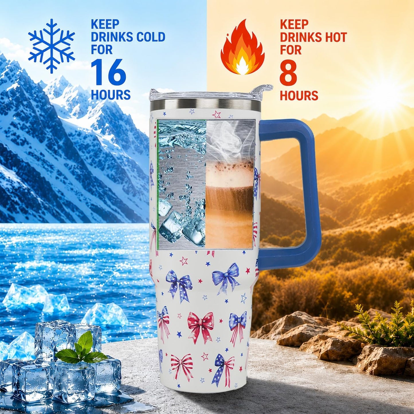 Ceovfoi 40 oz Pickleball Coffee Mug Vacuum Insulated Travel Tumbler with Handle, Lid & Straw - Perfect Pickleball Gifts for Players, Coaches, Lovers | Pickleball Accessories