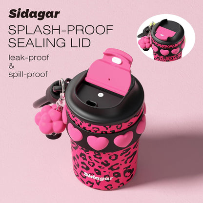 SDGA+ 12 oz Travel Coffee Mug Spill Proof Leak Proof, Stainless Steel Thermal Coffee Cup with Lid, Resuable Cup for Hot and Cold, Portable Tumbler for Women, Light Pink