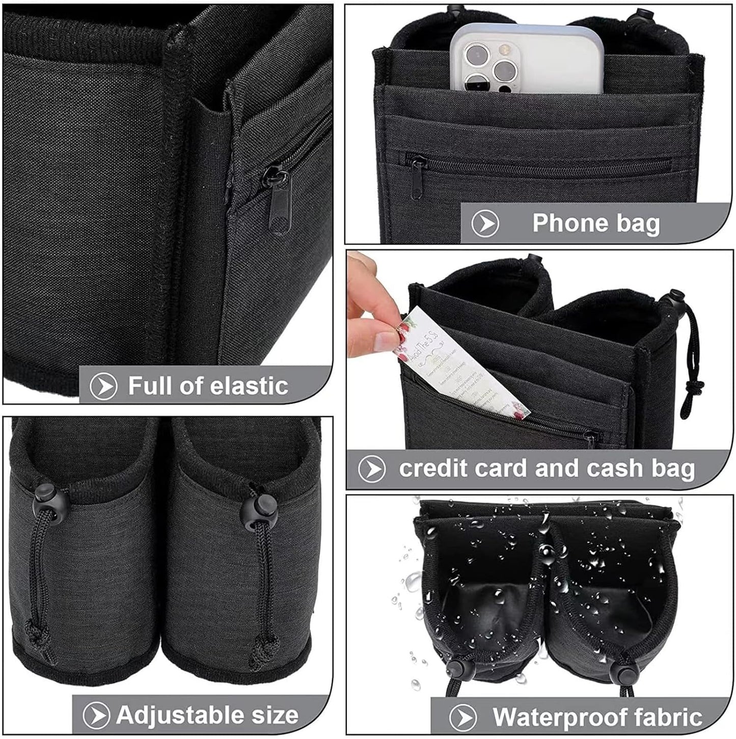 Luggage Cup Holder for Suitcases,Travel Must Haves,Free Hand Drinks Carrier Coffee Mugs Holder,Universal Luggage Accessories for Flight Attendants,Business Travelers Travel Essential - Black