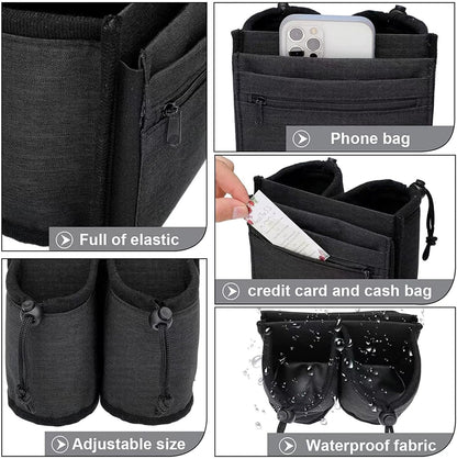 Luggage Cup Holder for Suitcases,Travel Must Haves,Free Hand Drinks Carrier Coffee Mugs Holder,Universal Luggage Accessories for Flight Attendants,Business Travelers Travel Essential - Black