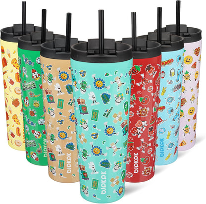 BJPKPK 22oz Insulated Tumbler With lid And Straw Stainless Steel Tumblers Travel Coffee Mug Reusable Thermal Cup,Sky