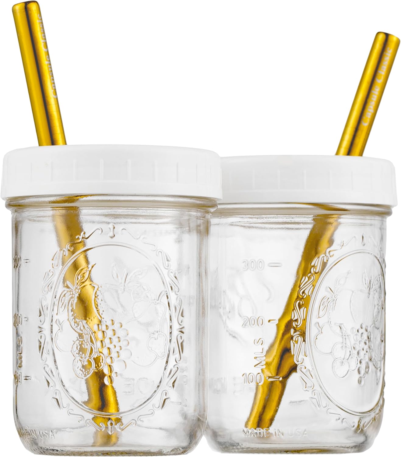 Boba Tea Cups 16 oz (2-Pack) with Wide Stainless Steel Straws – No Clogging, Mason Jar Glass Cups with Lids for Bubble Tea, Smoothies & Iced Coffee
