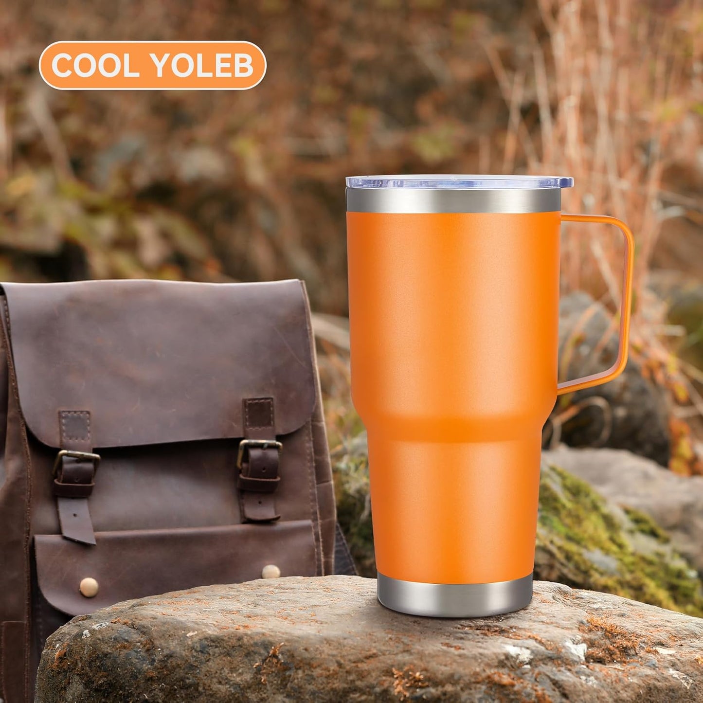 30 oz Tumbler with Handle and Lid, Stainless Steel Tumblers Double Wall Vacuum Insulated Travel Mug Leak Proof Cup Keep Drinks Cold and Hot Black, 1 Pack