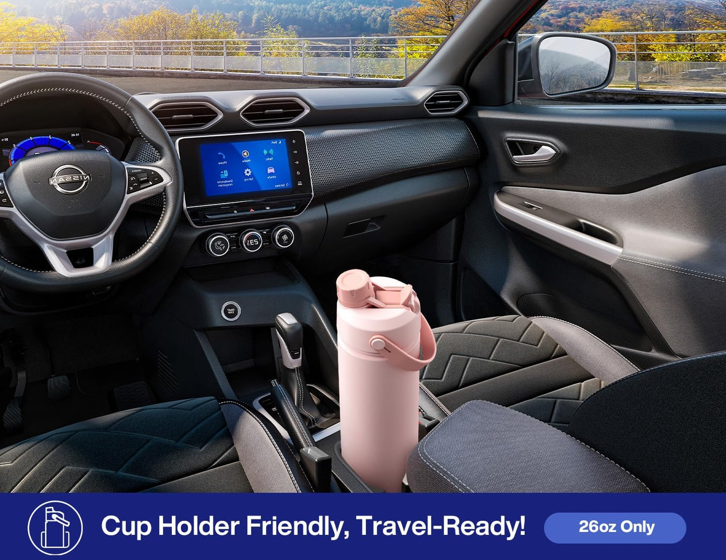 POWCAN 26 oz Insulated Water Bottle with 2-in-1 Straw and Spout Lid, Keep Cold 24H, Leak-Proof, Fits in Car Cup Holder, Stainless Steel Water Bottle for Sports, Travel, and School (Mint)