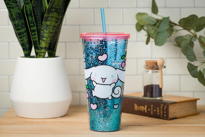 Silver Buffalo Sanrio Hello Kitty Milk Carton Pattern Plastic Boba Tumbler w Lid and Wide Straw, 24 Ounces