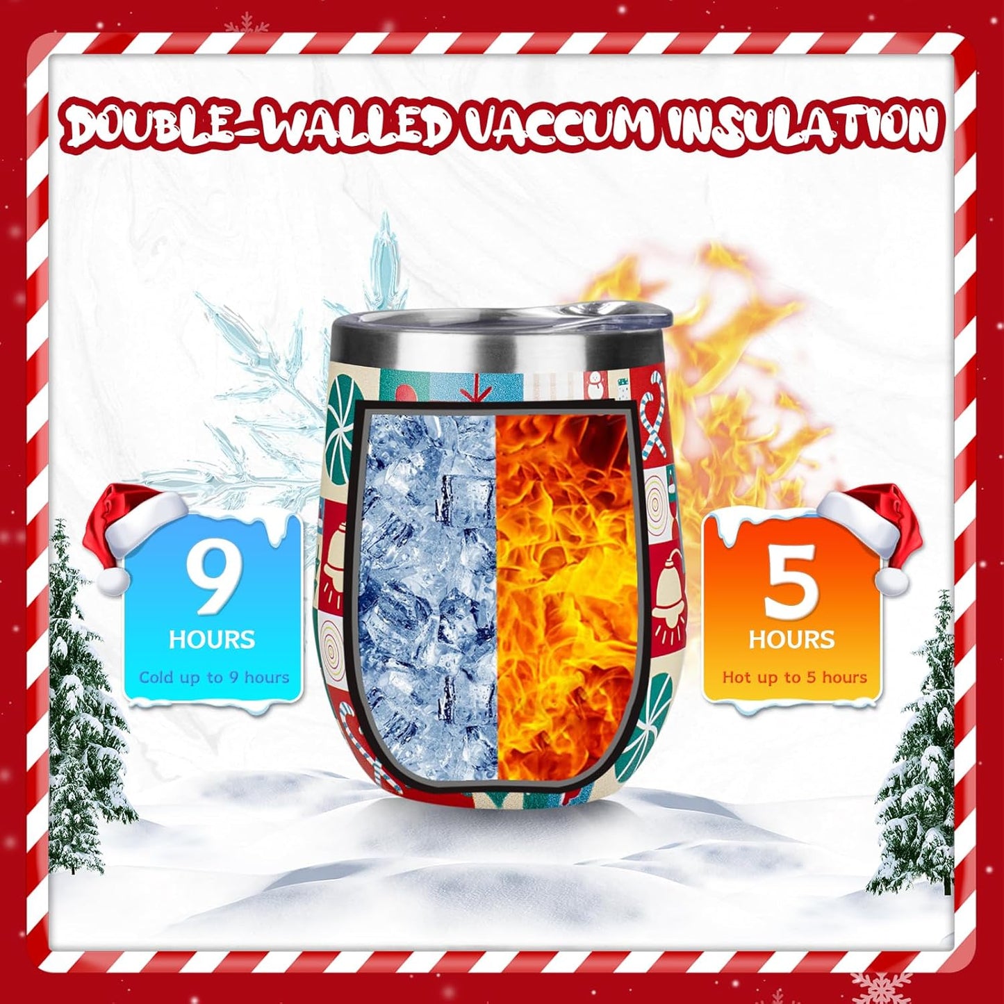 12oz/4 Pack Wine Tumbler Glasses with Lid Stemless Double Wall Vacuum Stainless Steel Travel Tumbler Keeping Cold & Hot for Wine,Coffee,Cocktails,Drinks-Family and Gifts (Multi color-dark)