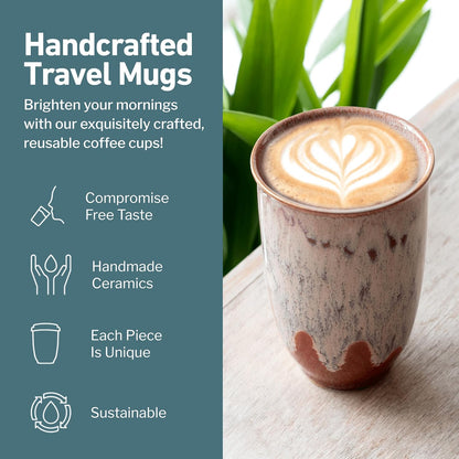 NOVA CERAMICS Coffee Tumbler – Travel Mug - On the Go Coffee Mug – Microwave & Dishwasher Safe Green Coffee Tumbler - Gifts For Women Men Him Her – 16oz – Monsoon