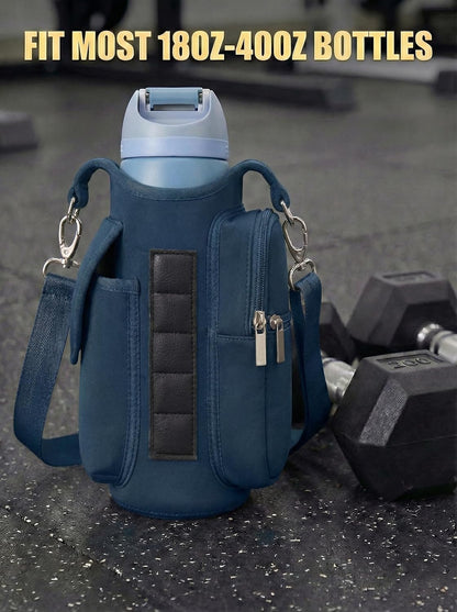 Magnetic Gym Tote,18-40oz Water Bottle Bag Holder,Neoprene Case Pouch with Phone Pocket,Men Women Workout Accessories