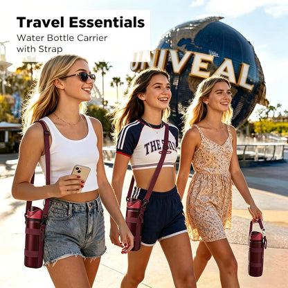 EasyAcc Water Bottle Holder Strap Sling, for Owala FreeSip 24 32 40 oz, Hydro Flask, Cirkul, Yeti, Stanley Flip, Universal Water Bottles, with Carabiner, for Walking Curise Travel (Bottle Excluded)