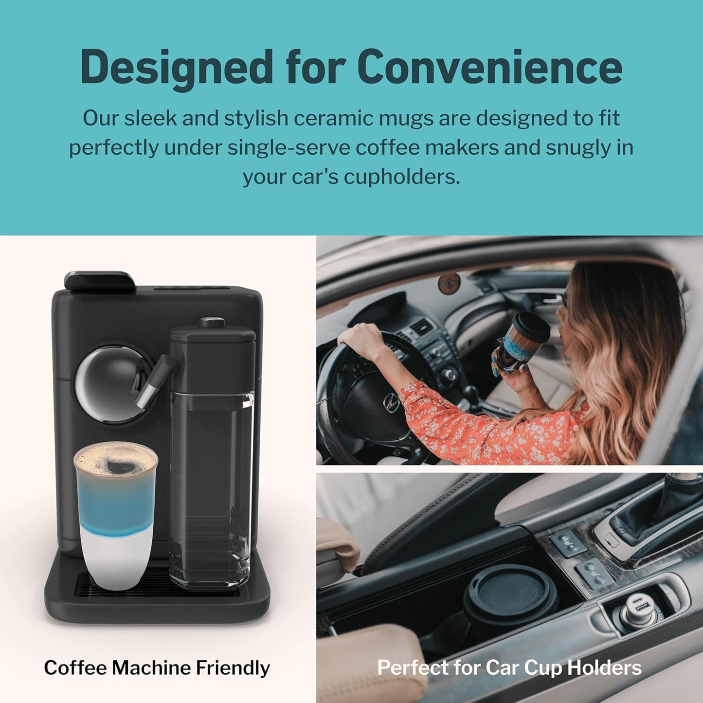 NOVA CERAMICS Coffee Tumbler – Travel Mug - On the Go Coffee Mug – Microwave & Dishwasher Safe Green Coffee Tumbler - Gifts For Women Men Him Her – 16oz – Monsoon