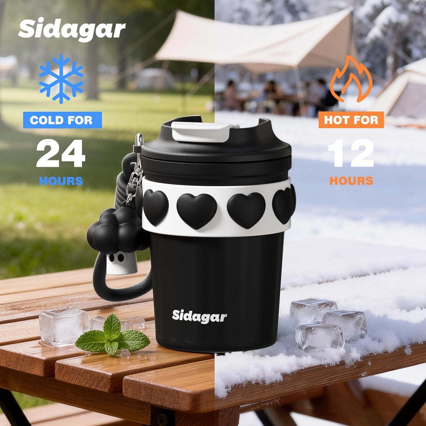 SDGA+ 12 oz Travel Coffee Mug Spill Proof Leak Proof, Stainless Steel Thermal Coffee Cup with Lid, Resuable Cup for Hot and Cold, Portable Tumbler for Women, Light Pink
