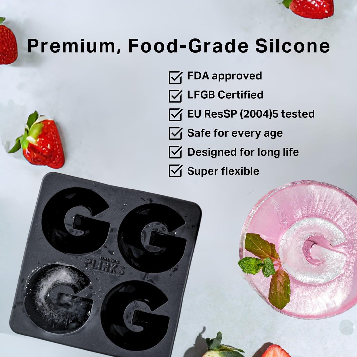 DRINKSPLINKS Water Bottle Ice Cube Tray. Keep Water in Drink Bottles Cold for Longer With This Large Tumbler Ice Cube Mold.