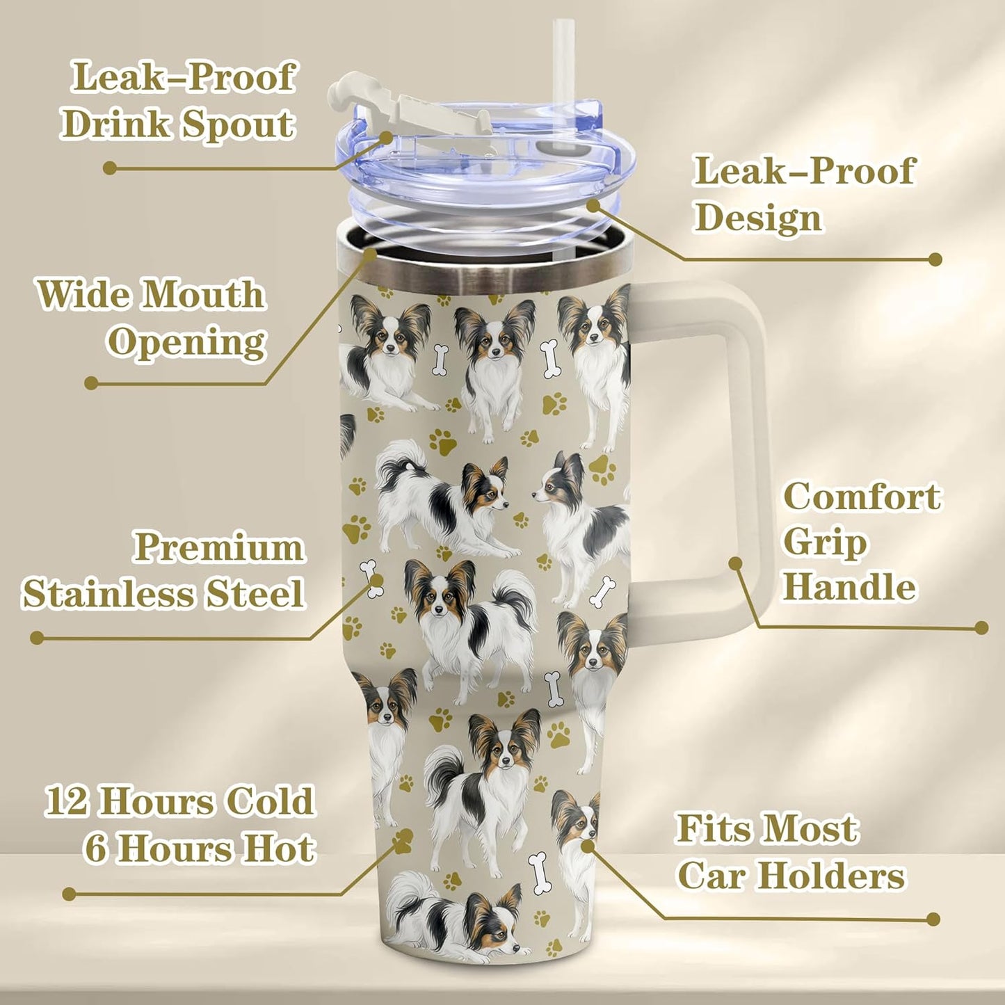 Beagle Gifts for Women Men, 40oz Stainless Steel Insulated Tumbler Travel Cup Mug, Funny and Unique Beagle Gifts for Dog Lover - Colors B