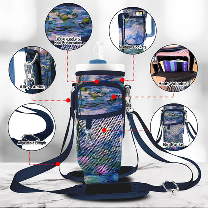 Stanley Carrier Bag for Stanley 40oz/30ozTumbler with Phone with 2 Adjustable Strap,3 Pockets Bottle Stanley Cup Carrier Bag & Case,Accessories for Hiking Travelling