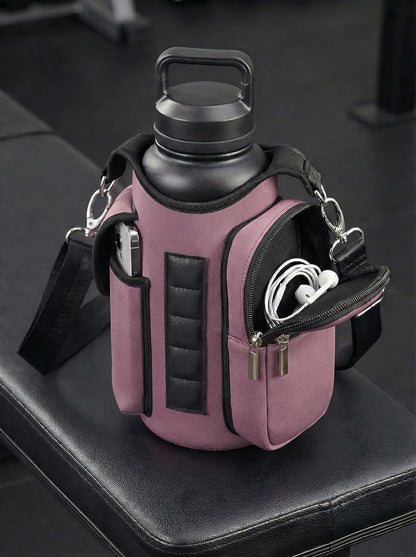 Magnetic Gym Tote,18-40oz Water Bottle Bag Holder,Neoprene Case Pouch with Phone Pocket,Men Women Workout Accessories