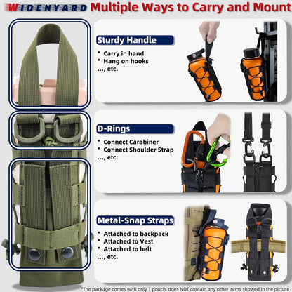 Molle Water Bottle Holder Pouch, 16-77 oz Adjustable Capacity Tactical Bottle Bag, Compatible with Backpack, Vest, Belt for Outdoor Activities