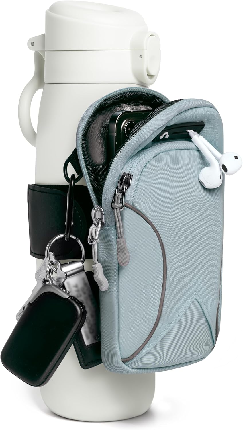 Gym Water with Phone Holder & Wallet, Water Bottle Caddy Versatile Sleeve Bag for Running Sports & Daily Use