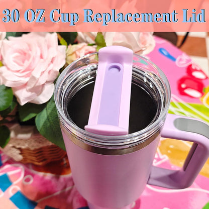 40 OZ Tumbler Lid Replacement Compatible for Stanley Quencher H2.0, 1 Pack BPA Free Clear Lid Replacement for Stanley Cup Accessories(Clear-White)