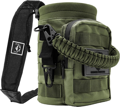 NATURE PIONEOR 32 64 128oz Tactical Water Bottle Pouch, Multi-Function Tactical Water Bottle Bag with Adjustable Shoulder Strap, Half/One Gallon Molle Strap Carrier Holder