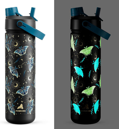 POWCAN 26 oz Insulated Water Bottle with 2-in-1 Straw and Spout Lid, Keep Cold 24H, Leak-Proof, Fits in Car Cup Holder, Stainless Steel Water Bottle for Sports, Travel, and School (Mint)