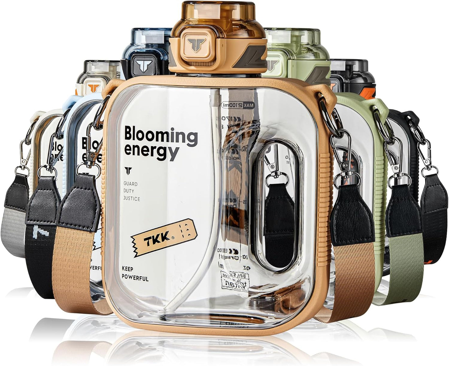 TKK Half Gallon Water Bottle Jug with Straw Large Capacity Plastic Water Bottle Dishwasher Safe 1/2 Gallon 50 Oz Water Bottle Jug BPA Free Tritan for Gym Yoga Travel Camping Outdoor