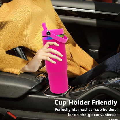 30 oz Tumbler Bulk with Handle and Straw, Vacuum Insulated Tumblers with Flip Straw and Top Handle, Leakproof Powder Coated Tumbler, Stainless Steel Travel Mug for Coffee (Black, 1 Pack)